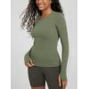 image:imageODODOS Womens Long Sleeve Shirts with Thumb Hole Cloud Feeling Soft Crew Neck Slim Fit Tee Yoga Athletic Workout TopsDark Olive