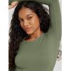 image:imageODODOS Womens Long Sleeve Shirts with Thumb Hole Cloud Feeling Soft Crew Neck Slim Fit Tee Yoga Athletic Workout TopsDark Olive