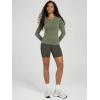 image:imageODODOS Womens Long Sleeve Shirts with Thumb Hole Cloud Feeling Soft Crew Neck Slim Fit Tee Yoga Athletic Workout TopsDark Olive