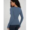 image:imageODODOS Womens Long Sleeve Shirts with Thumb Hole Cloud Feeling Soft Crew Neck Slim Fit Tee Yoga Athletic Workout TopsInk Blue