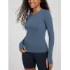 image:imageODODOS Womens Long Sleeve Shirts with Thumb Hole Cloud Feeling Soft Crew Neck Slim Fit Tee Yoga Athletic Workout TopsInk Blue