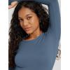 image:imageODODOS Womens Long Sleeve Shirts with Thumb Hole Cloud Feeling Soft Crew Neck Slim Fit Tee Yoga Athletic Workout TopsInk Blue