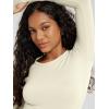 image:imageODODOS Womens Long Sleeve Shirts with Thumb Hole Cloud Feeling Soft Crew Neck Slim Fit Tee Yoga Athletic Workout TopsOat Milk