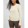 image:imageODODOS Womens Long Sleeve Shirts with Thumb Hole Cloud Feeling Soft Crew Neck Slim Fit Tee Yoga Athletic Workout TopsOat Milk