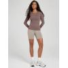 image:imageODODOS Womens Long Sleeve Shirts with Thumb Hole Cloud Feeling Soft Crew Neck Slim Fit Tee Yoga Athletic Workout TopsPurple Taupe