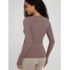 image:imageODODOS Womens Long Sleeve Shirts with Thumb Hole Cloud Feeling Soft Crew Neck Slim Fit Tee Yoga Athletic Workout TopsPurple Taupe