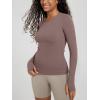 image:imageODODOS Womens Long Sleeve Shirts with Thumb Hole Cloud Feeling Soft Crew Neck Slim Fit Tee Yoga Athletic Workout TopsPurple Taupe
