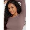 image:imageODODOS Womens Long Sleeve Shirts with Thumb Hole Cloud Feeling Soft Crew Neck Slim Fit Tee Yoga Athletic Workout TopsPurple Taupe