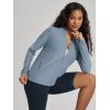 image:imageODODOS Womens Performance Full Zip Track Jacket Ultra Soft odSTRATUM Tech UPF 50 Stand Collar Athletic Top with PocketsDusty Blue Heather