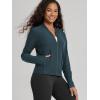 image:imageODODOS Womens Performance Full Zip Track Jacket Ultra Soft odSTRATUM Tech UPF 50 Stand Collar Athletic Top with PocketsNavy Heather