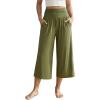 image:imageODODOS Womens Wide Leg Palazzo Lounge Cropped Pants with Pockets Light Weight Comfy Pajama Capri Pants2022 24 InseamArmy