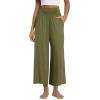 image:imageODODOS Womens Wide Leg Palazzo Lounge Cropped Pants with Pockets Light Weight Comfy Pajama Capri Pants2022 24 InseamArmy