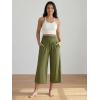 image:imageODODOS Womens Wide Leg Palazzo Lounge Cropped Pants with Pockets Light Weight Comfy Pajama Capri Pants2022 24 InseamArmy