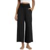 image:imageODODOS Womens Wide Leg Palazzo Lounge Cropped Pants with Pockets Light Weight Comfy Pajama Capri Pants2022 24 InseamBlack