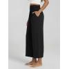 image:imageODODOS Womens Wide Leg Palazzo Lounge Cropped Pants with Pockets Light Weight Comfy Pajama Capri Pants2022 24 InseamBlack