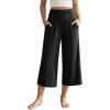 image:imageODODOS Womens Wide Leg Palazzo Lounge Cropped Pants with Pockets Light Weight Comfy Pajama Capri Pants2022 24 InseamBlack