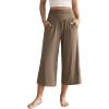 image:imageODODOS Womens Wide Leg Palazzo Lounge Cropped Pants with Pockets Light Weight Comfy Pajama Capri Pants2022 24 InseamBrownie