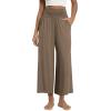image:imageODODOS Womens Wide Leg Palazzo Lounge Cropped Pants with Pockets Light Weight Comfy Pajama Capri Pants2022 24 InseamBrownie