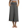 image:imageODODOS Womens Wide Leg Palazzo Lounge Cropped Pants with Pockets Light Weight Comfy Pajama Capri Pants2022 24 InseamCharcoal Heather