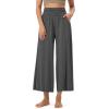 image:imageODODOS Womens Wide Leg Palazzo Lounge Cropped Pants with Pockets Light Weight Comfy Pajama Capri Pants2022 24 InseamCharcoal Heather