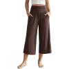 image:imageODODOS Womens Wide Leg Palazzo Lounge Cropped Pants with Pockets Light Weight Comfy Pajama Capri Pants2022 24 InseamChocolate