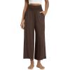 image:imageODODOS Womens Wide Leg Palazzo Lounge Cropped Pants with Pockets Light Weight Comfy Pajama Capri Pants2022 24 InseamChocolate