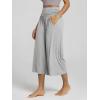 image:imageODODOS Womens Wide Leg Palazzo Lounge Cropped Pants with Pockets Light Weight Comfy Pajama Capri Pants2022 24 InseamGray Heather