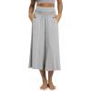 image:imageODODOS Womens Wide Leg Palazzo Lounge Cropped Pants with Pockets Light Weight Comfy Pajama Capri Pants2022 24 InseamGray Heather