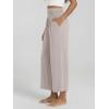 image:imageODODOS Womens Wide Leg Palazzo Lounge Cropped Pants with Pockets Light Weight Comfy Pajama Capri Pants2022 24 InseamLight Beige