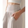 image:imageODODOS Womens Wide Leg Palazzo Lounge Cropped Pants with Pockets Light Weight Comfy Pajama Capri Pants2022 24 InseamLight Beige