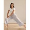 image:imageODODOS Womens Wide Leg Palazzo Lounge Cropped Pants with Pockets Light Weight Comfy Pajama Capri Pants2022 24 InseamLight Beige
