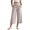 image:imageODODOS Womens Wide Leg Palazzo Lounge Cropped Pants with Pockets Light Weight Comfy Pajama Capri Pants2022 24 InseamLight Beige