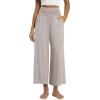 image:imageODODOS Womens Wide Leg Palazzo Lounge Cropped Pants with Pockets Light Weight Comfy Pajama Capri Pants2022 24 InseamLight Beige