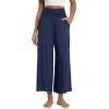 image:imageODODOS Womens Wide Leg Palazzo Lounge Cropped Pants with Pockets Light Weight Comfy Pajama Capri Pants2022 24 InseamNavy