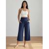 image:imageODODOS Womens Wide Leg Palazzo Lounge Cropped Pants with Pockets Light Weight Comfy Pajama Capri Pants2022 24 InseamNavy