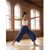 image:imageODODOS Womens Wide Leg Palazzo Lounge Cropped Pants with Pockets Light Weight Comfy Pajama Capri Pants2022 24 InseamNavy