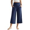 image:imageODODOS Womens Wide Leg Palazzo Lounge Cropped Pants with Pockets Light Weight Comfy Pajama Capri Pants2022 24 InseamNavy