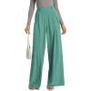 image:imageODODOS Chiffon Flowy Pleated Wide Leg Pants for Women Lightweight High Waist Trouser with Pockets2729 31 InseamLake Green