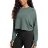 image:imageODODOS Modal Soft Long Sleeve Cropped Sweatshirts with Thumb Hole for Women Crew Neck Pullover Crop TopSlate Green