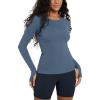 image:imageODODOS Womens Long Sleeve Shirts with Thumb Hole Cloud Feeling Soft Crew Neck Slim Fit Tee Yoga Athletic Workout TopsInk Blue