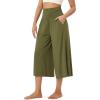 image:imageODODOS Womens Wide Leg Palazzo Lounge Cropped Pants with Pockets Light Weight Comfy Pajama Capri Pants2022 24 InseamArmy