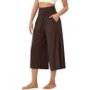image:imageODODOS Womens Wide Leg Palazzo Lounge Cropped Pants with Pockets Light Weight Comfy Pajama Capri Pants2022 24 InseamChocolate