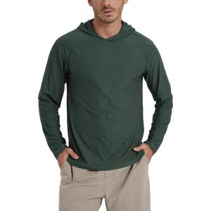 image:imageODODOS Mens Long Sleeve Hoodie  odSTRATUM Tech Performance Pullover  Ultra Soft Moisture Wicking UPF 50 TopAspen Heather