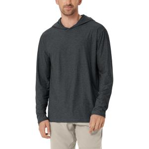image:imageODODOS Mens Long Sleeve Hoodie  odSTRATUM Tech Performance Pullover  Ultra Soft Moisture Wicking UPF 50 TopCharcoal Heather