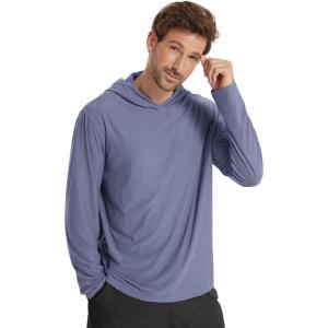 image:imageODODOS Mens Long Sleeve Hoodie  odSTRATUM Tech Performance Pullover  Ultra Soft Moisture Wicking UPF 50 TopCosmic Heather