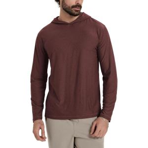 image:imageODODOS Mens Long Sleeve Hoodie  odSTRATUM Tech Performance Pullover  Ultra Soft Moisture Wicking UPF 50 TopJava Heather