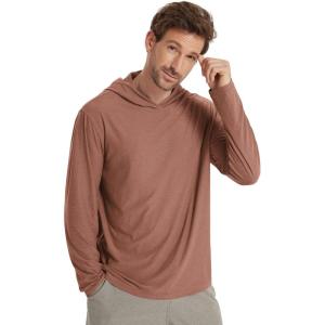 image:imageODODOS Mens Long Sleeve Hoodie  odSTRATUM Tech Performance Pullover  Ultra Soft Moisture Wicking UPF 50 TopTamarind Heather
