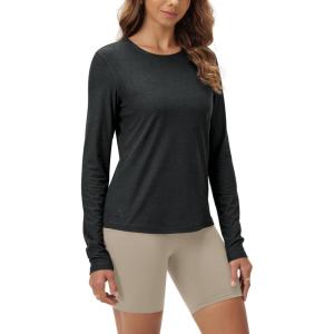 image:imageODODOS Womens Long Sleeve TShirt  Ultra Soft odSTRATUM Tech Performance Top UPF 50 Breathable Crew Neck PulloverBlack Heather