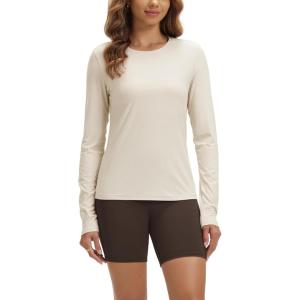 image:imageODODOS Womens Long Sleeve TShirt  Ultra Soft odSTRATUM Tech Performance Top UPF 50 Breathable Crew Neck PulloverMilkweed Heather