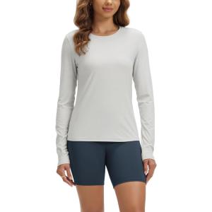 image:imageODODOS Womens Long Sleeve TShirt  Ultra Soft odSTRATUM Tech Performance Top UPF 50 Breathable Crew Neck PulloverSalt Heather